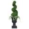 4.5ft. Topiary Spiral Boxwood Artificial Tree in Decorative Urn